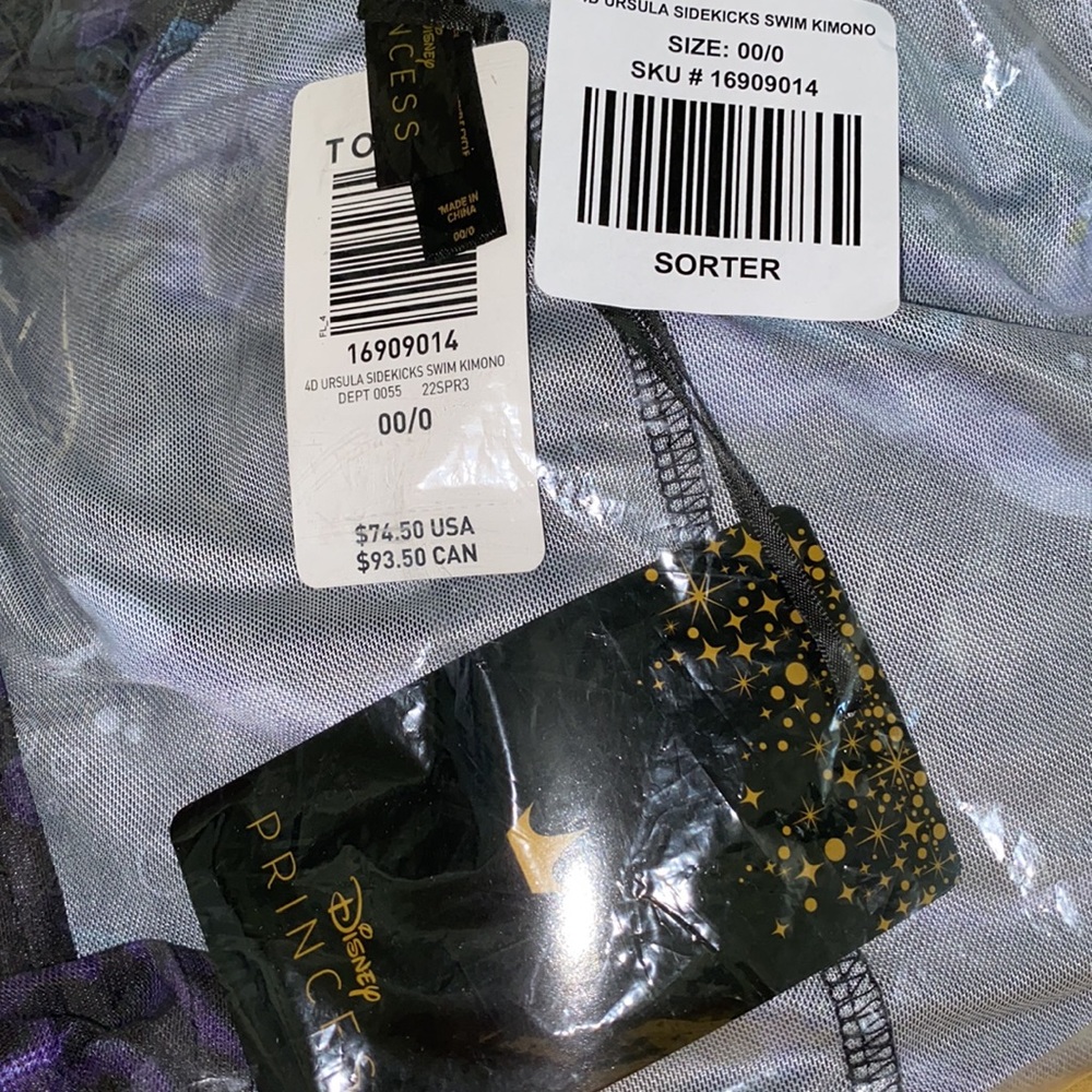 NWT TORRID Disney The Little Mermaid Ursula Swim Kimono - Black - Picture 8 of 8